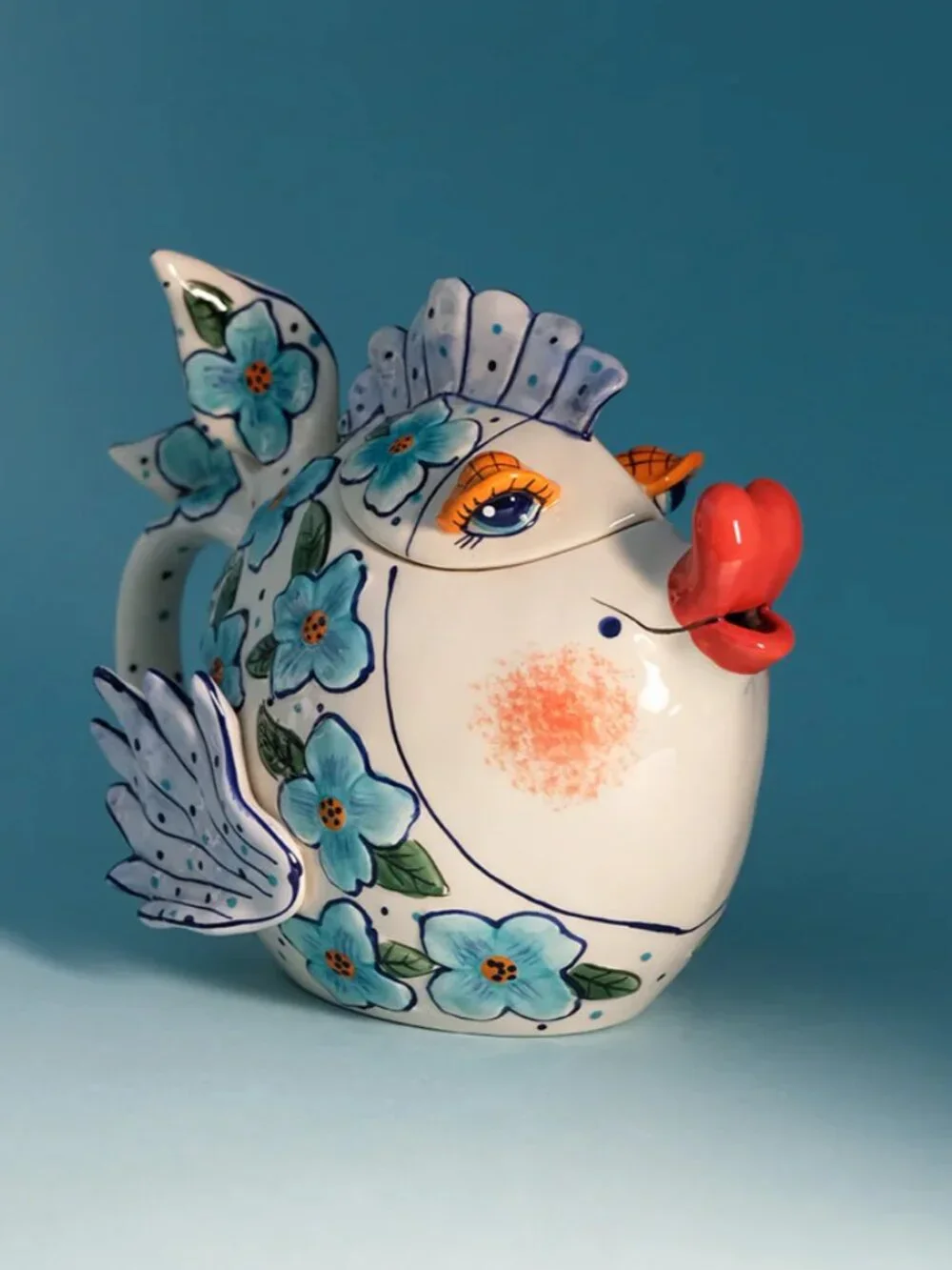 Bluesky Clayworks Teapot Flower Fish